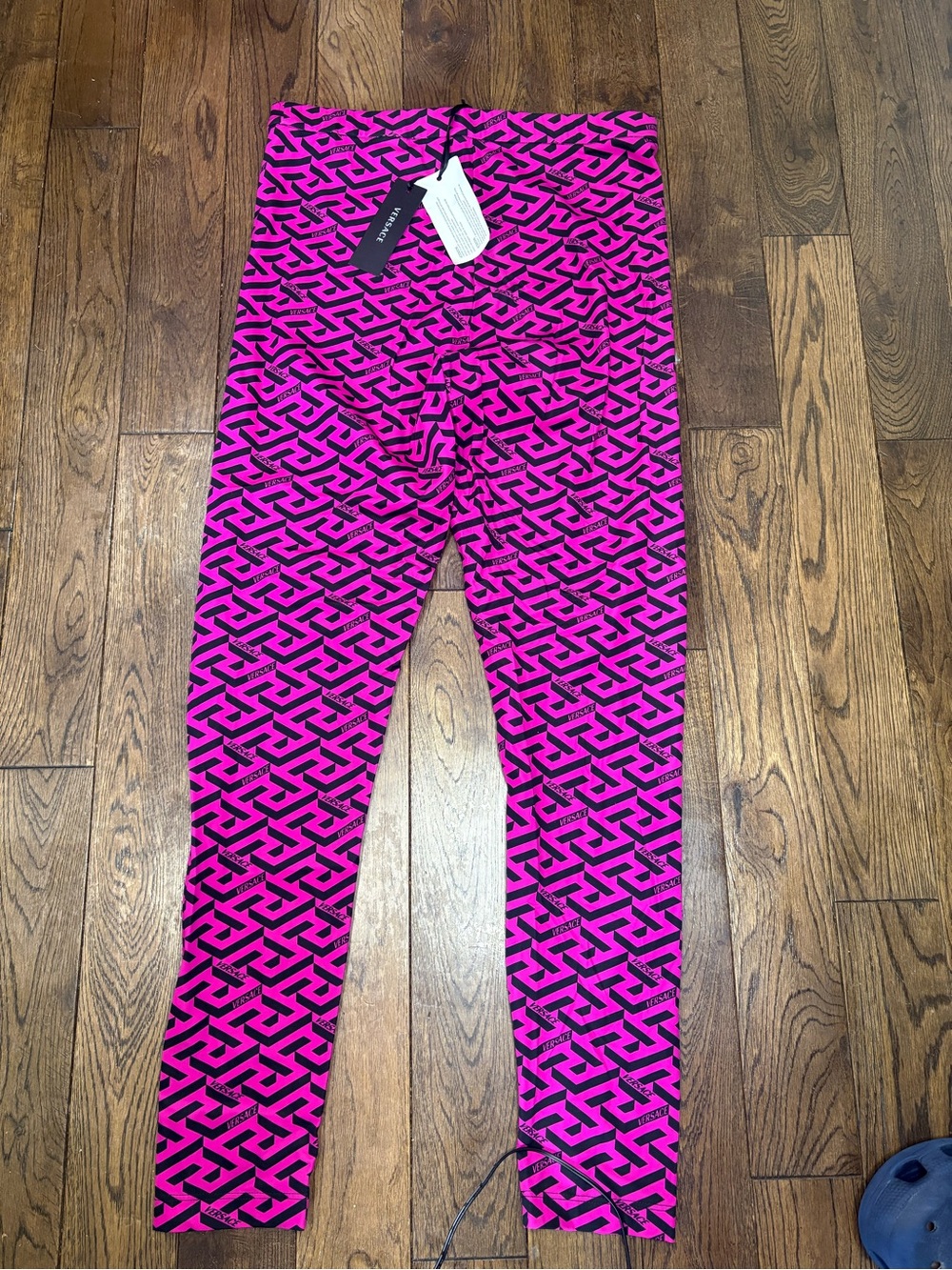 Versace Girls Hot Pink & Black Logo-Print Leggings